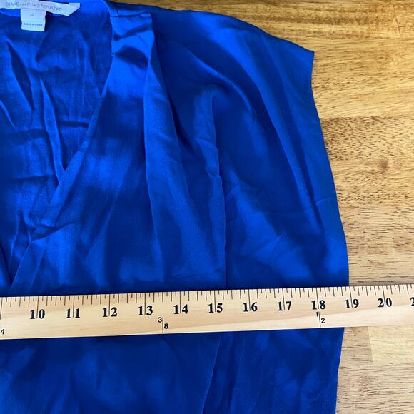 Diane Von Furstenberg Women's Reara Colorblock Silk Dress Size 10 Blue and Black - Picture 10 of 12